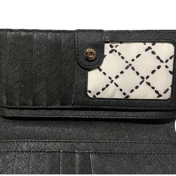 Kate Spade New York Laurel Way Stacy Saffiano Leather Wallet Porcelain Black - Picture 3 of 6
